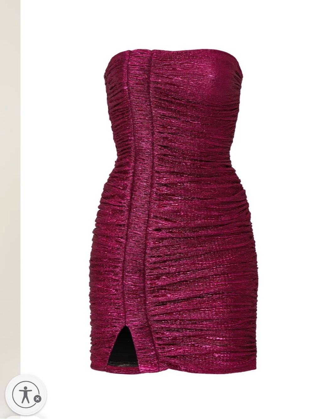 Black Halo Strapless Ruched Metallic Cocktail Dress - Magenta
